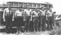 Another construction crew which has put in many busy hours at the Camp, l-r: Harry Hutchens, foreman, N. R. Davis, John Horn, Frank Welch, Bob Sharp and Earl Pope.
